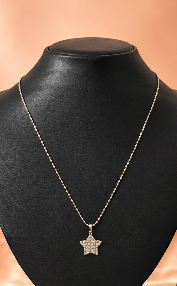 Silver Designer Chain with Star Pendant Necklace