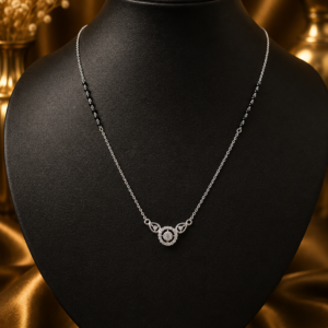 Silver Designer Mangalsutras with Diamond Pendant