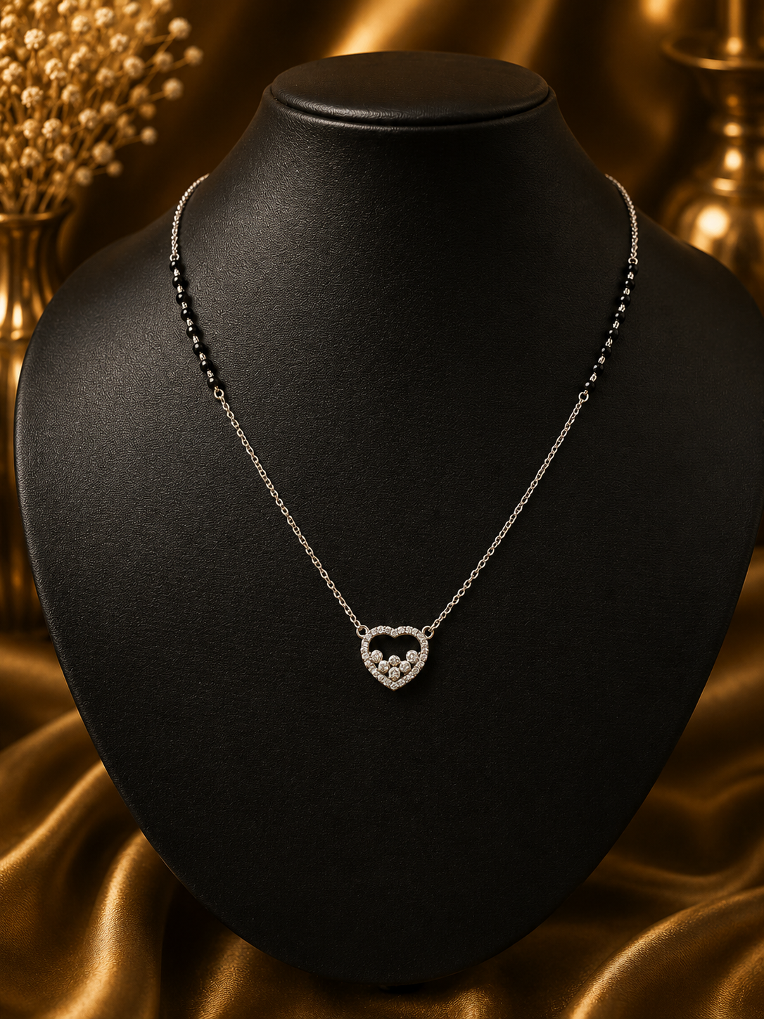 Silver Designer Mangalsutras with Heart Pendant