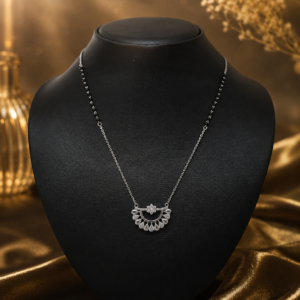 Silver Designer Mangalsutras with Diamond Pendant