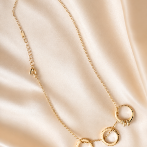 Silver Designer Rose-Gold Chain with Three Ring Pendants