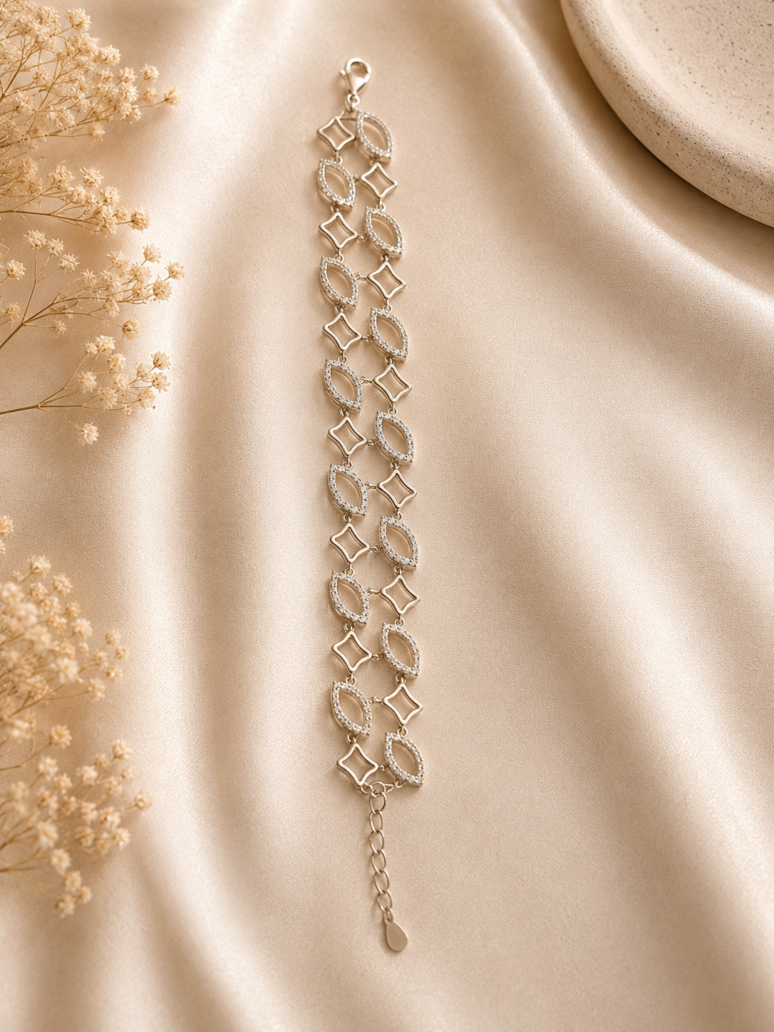 Silver Designer Bracelet with Diamonds