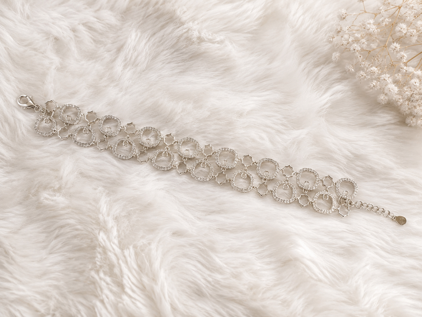 Silver Designer Bracelet with Diamonds