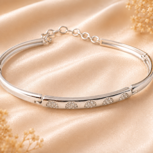 Silver Designer Kada style Bracelet with Diamond