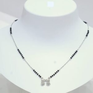 Silver Designer Mangalsutras with Diamond Pendant