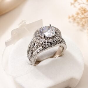 Silver Crystal Diamond Rings