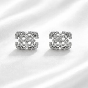 Silver Designer Square design Earrings