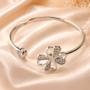 Silver Designer Kada style Bracelet with Diamond