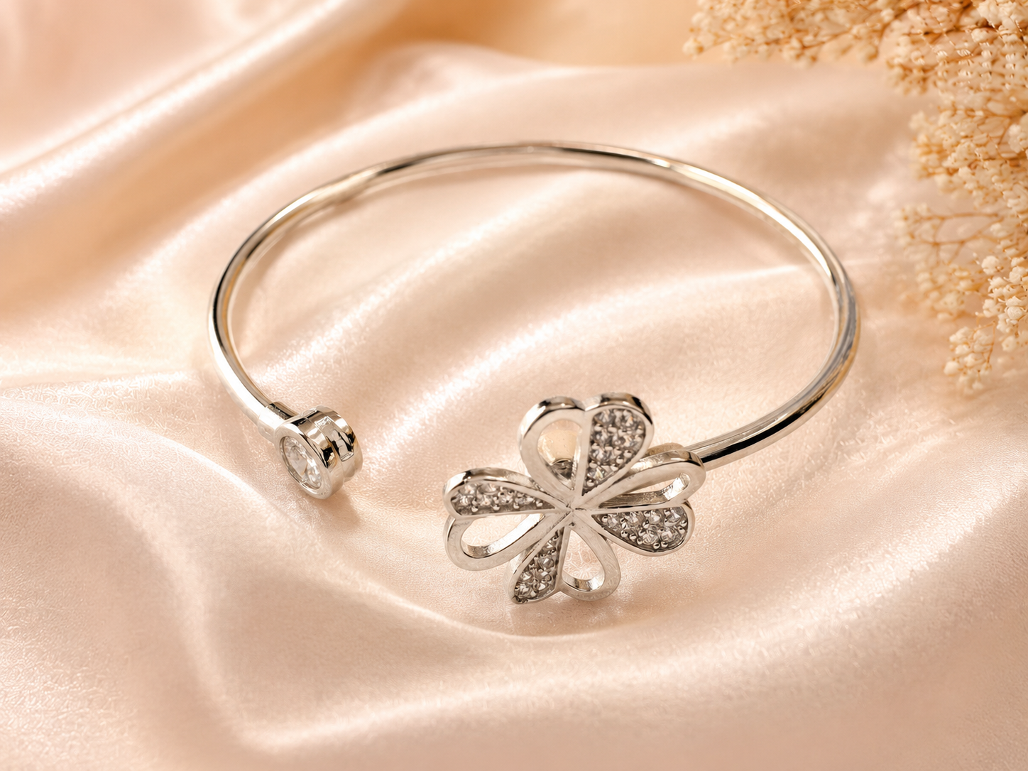 Silver Designer Kada style Bracelet with Diamond