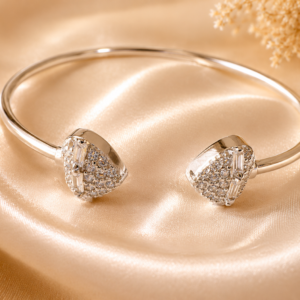Silver Designer Kada style Bracelet with Diamond