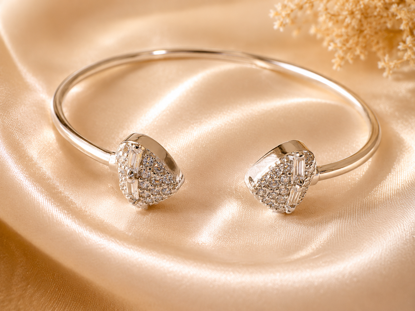 Silver Designer Kada style Bracelet with Diamond