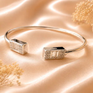 Silver Designer Kada style Bracelet with Diamond