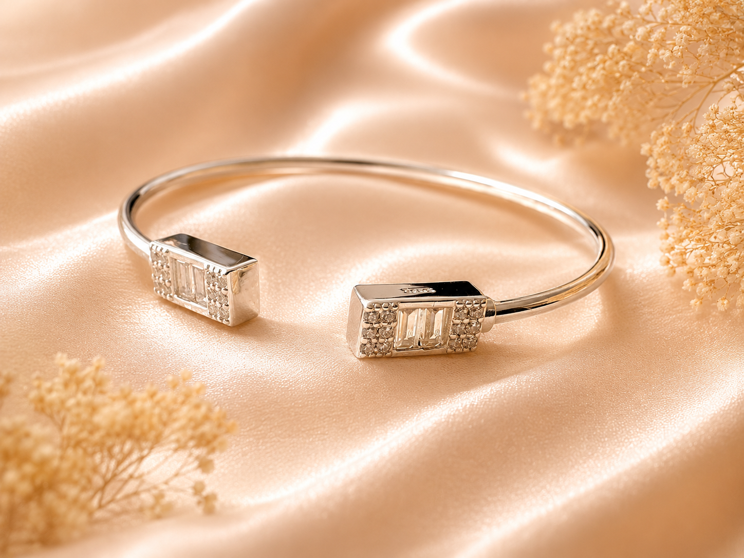 Silver Designer Kada style Bracelet with Diamond